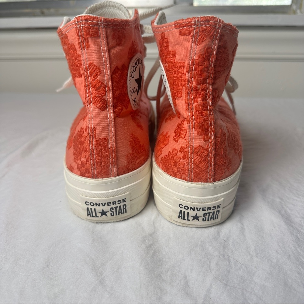 Converse Vibrant Coral Patterned High-Top Sneakers - Picture 4 of 7